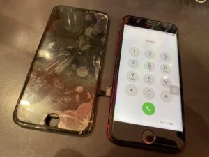 iphonese3画面修理後